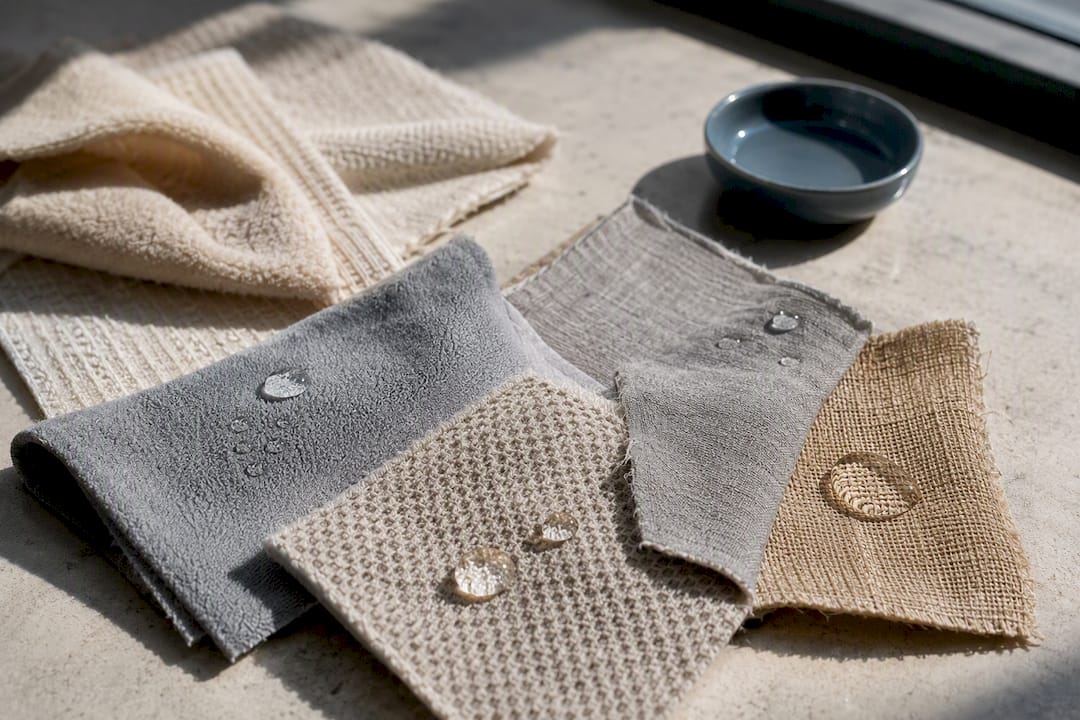 Comparative yoga towel fiber swatches