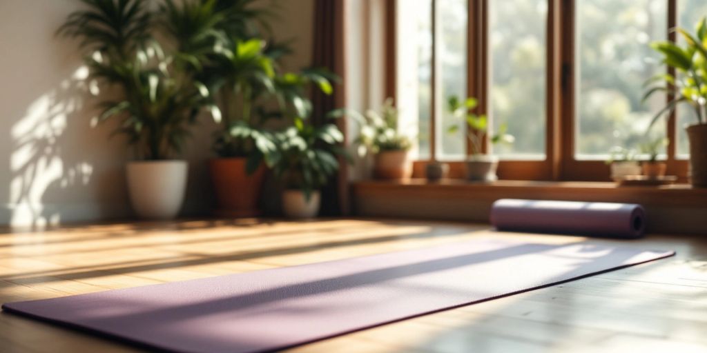 Hugger Mugger mat in a peaceful yoga studio.