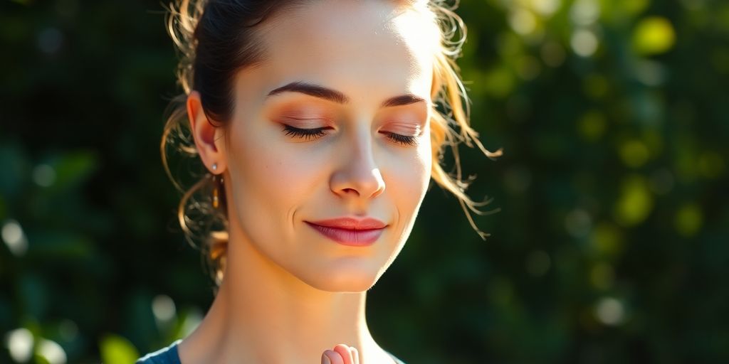 Person practicing yoga outdoors, radiating tranquility and rejuvenation.