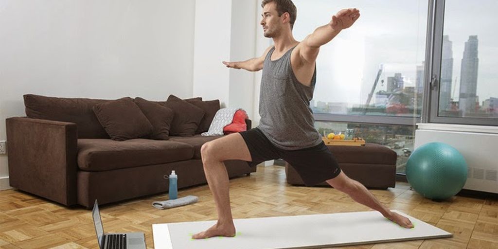 round yoga mat in a serene outdoor setting