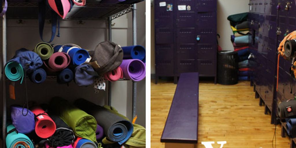 yoga mat store interior with customers