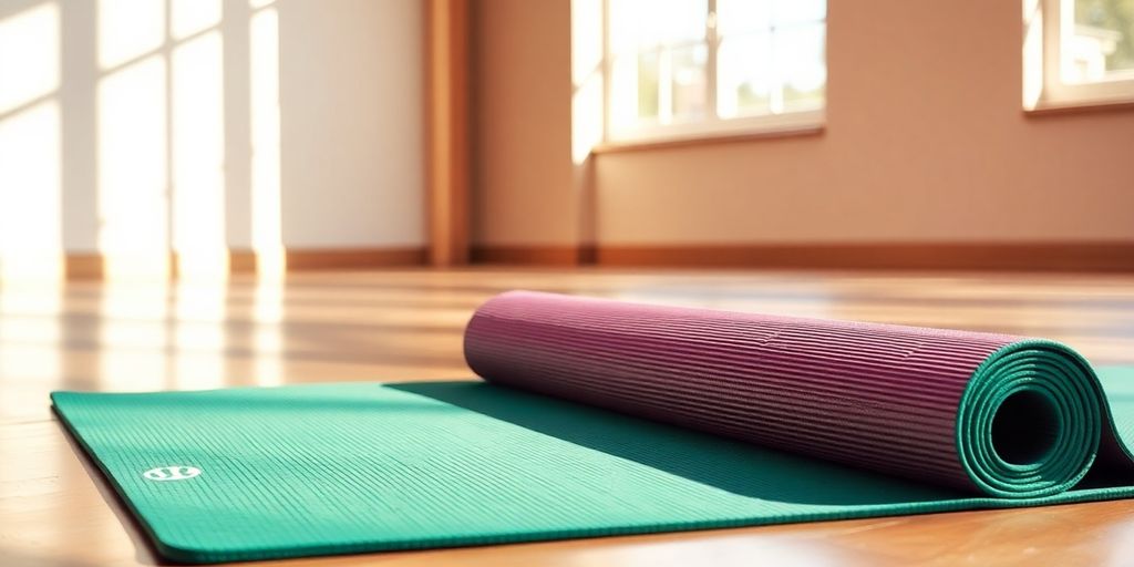 Lululemon non-slip yoga mat on a studio floor.