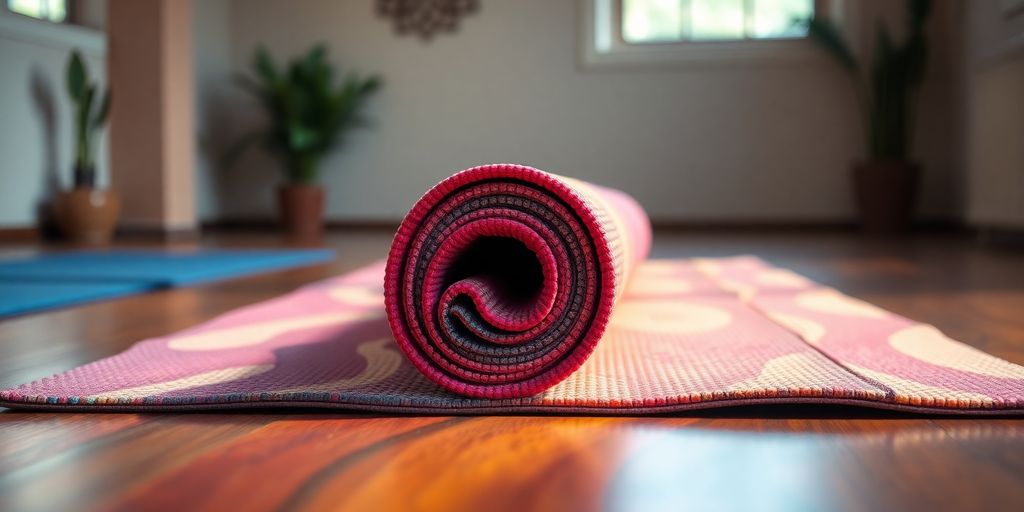 Alo Warrior Mat on a yoga studio floor.