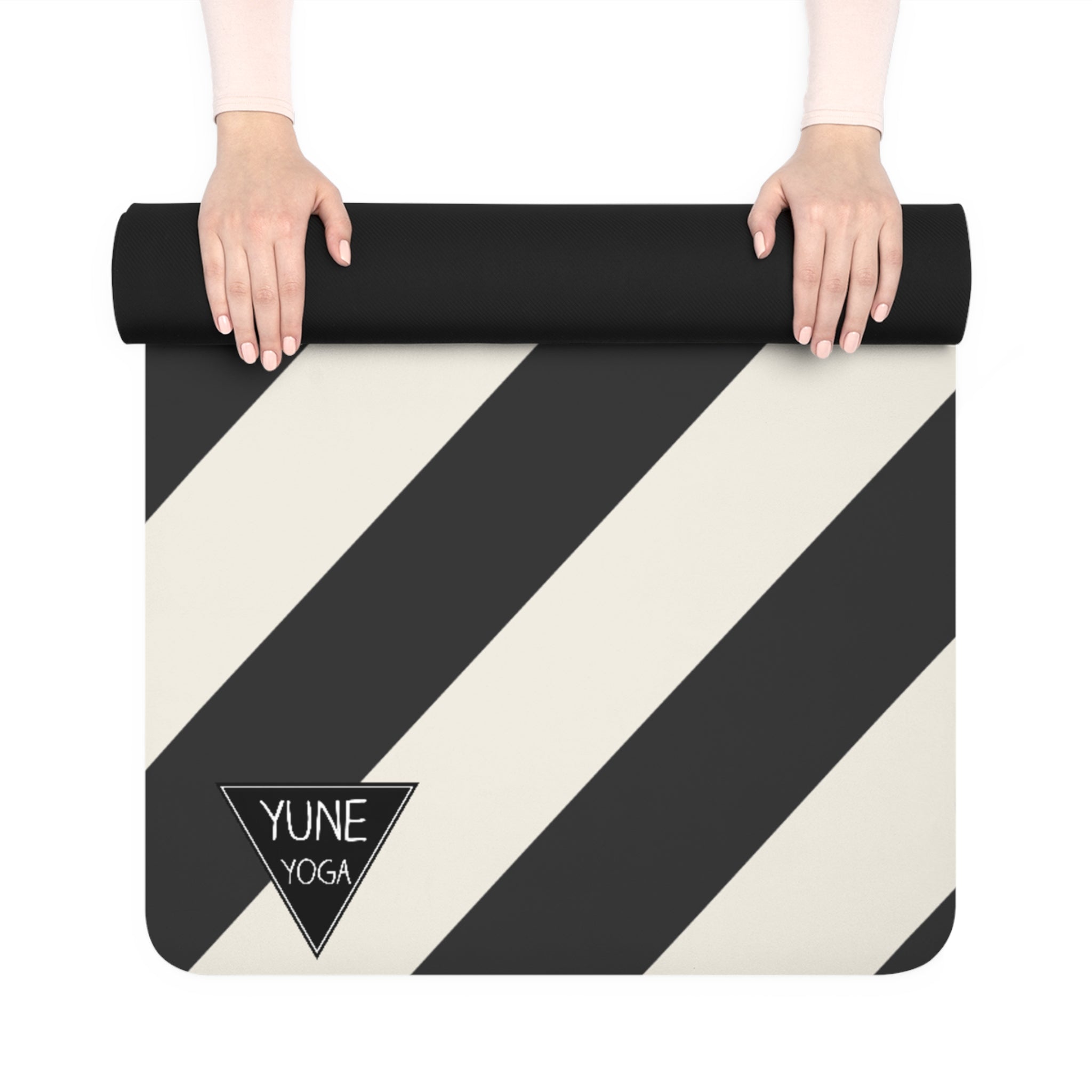 Stripe Pattern Black Natural Rubber Yoga Mat