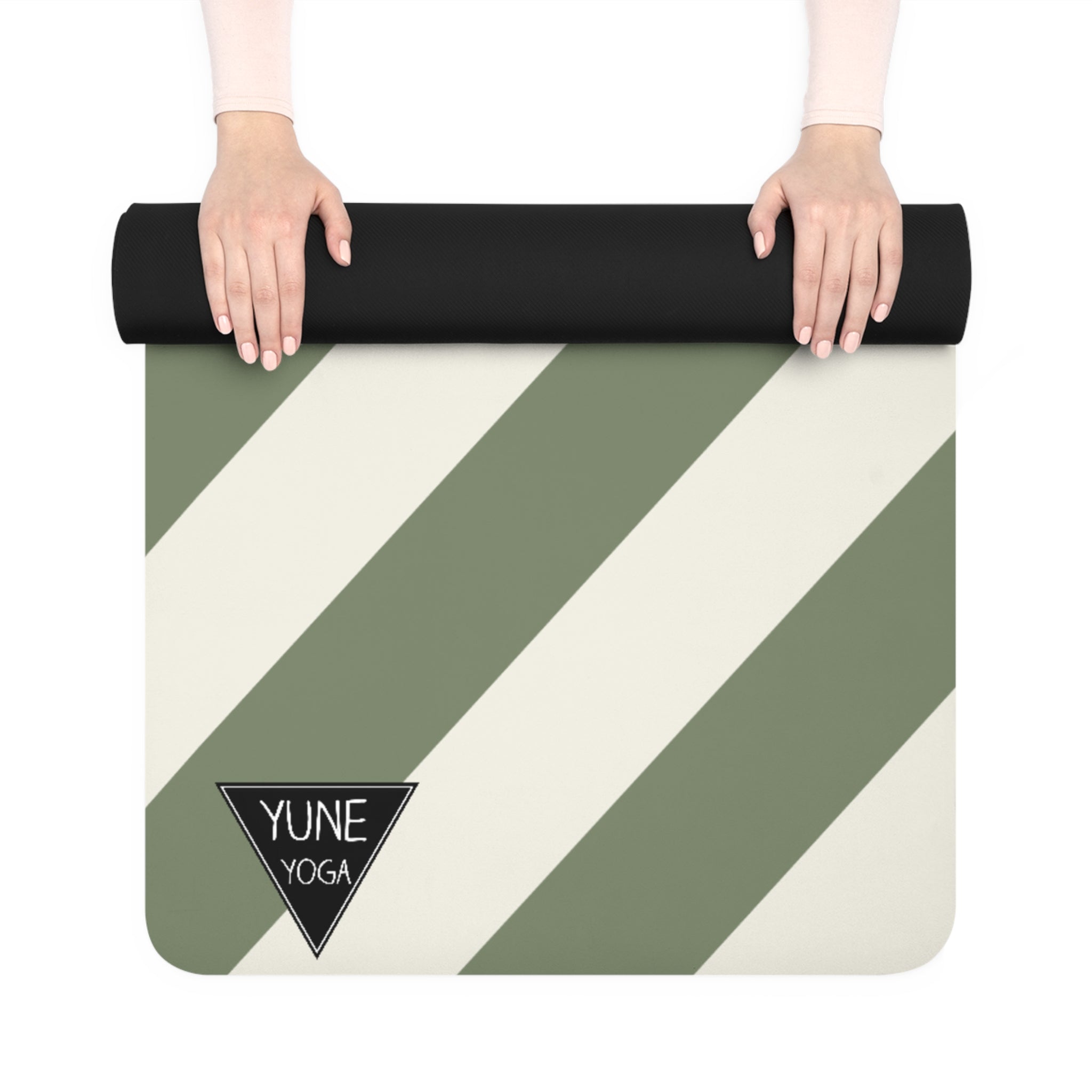 Stripe Pattern Green Natural Rubber Yoga Mat