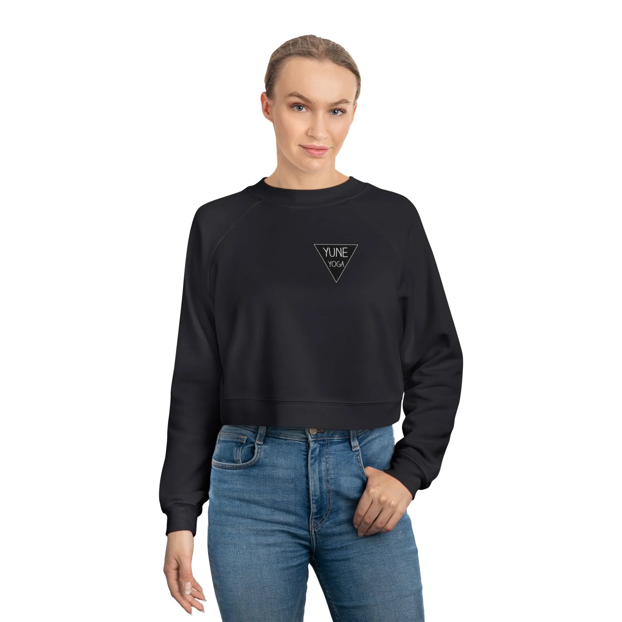 Cropped Fleece Pullover - Yune Yoga Logo Design