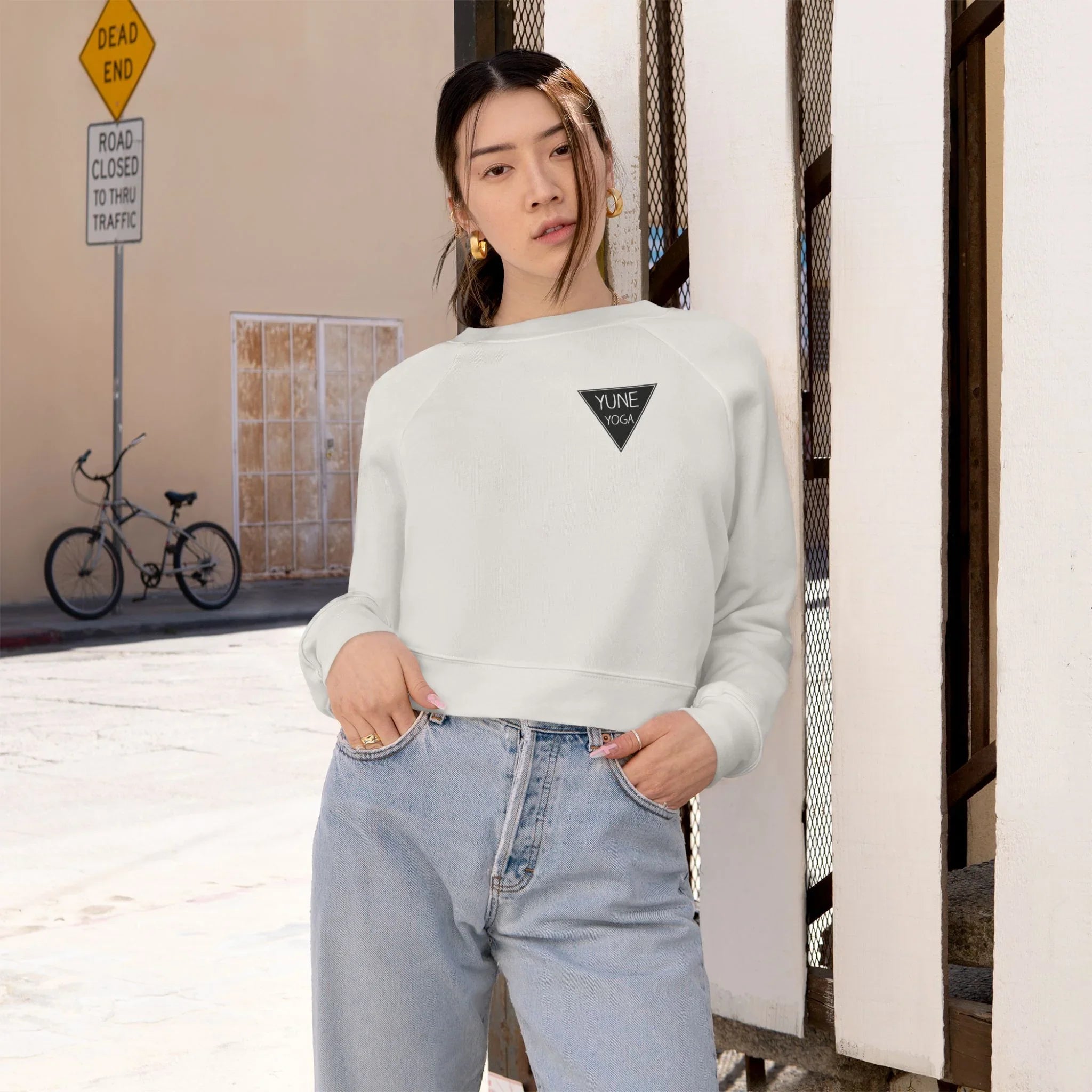 Cropped Fleece Pullover - Yune Yoga Logo Design