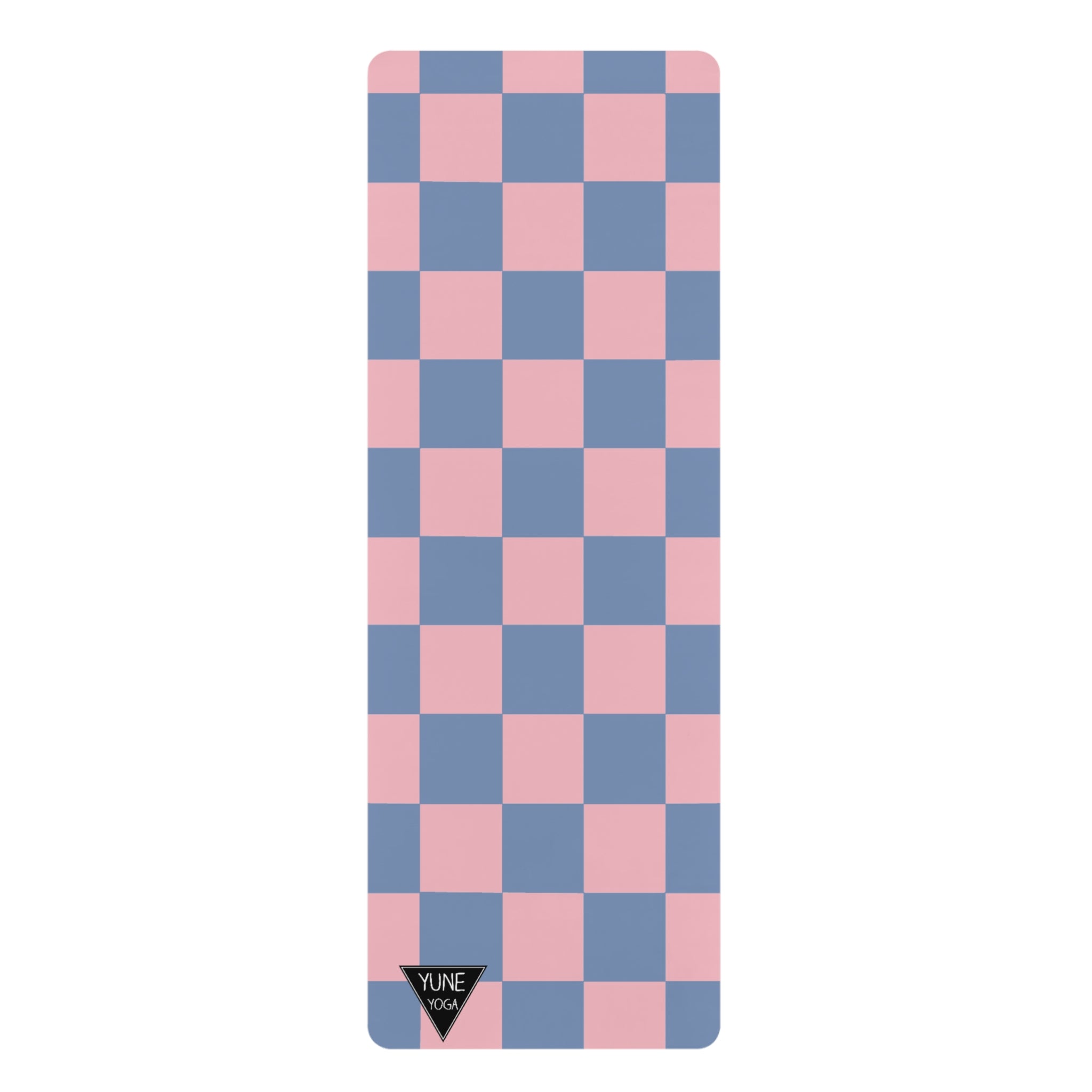 Checker Pattern Pink and Blue Natural Rubber Yoga Mat