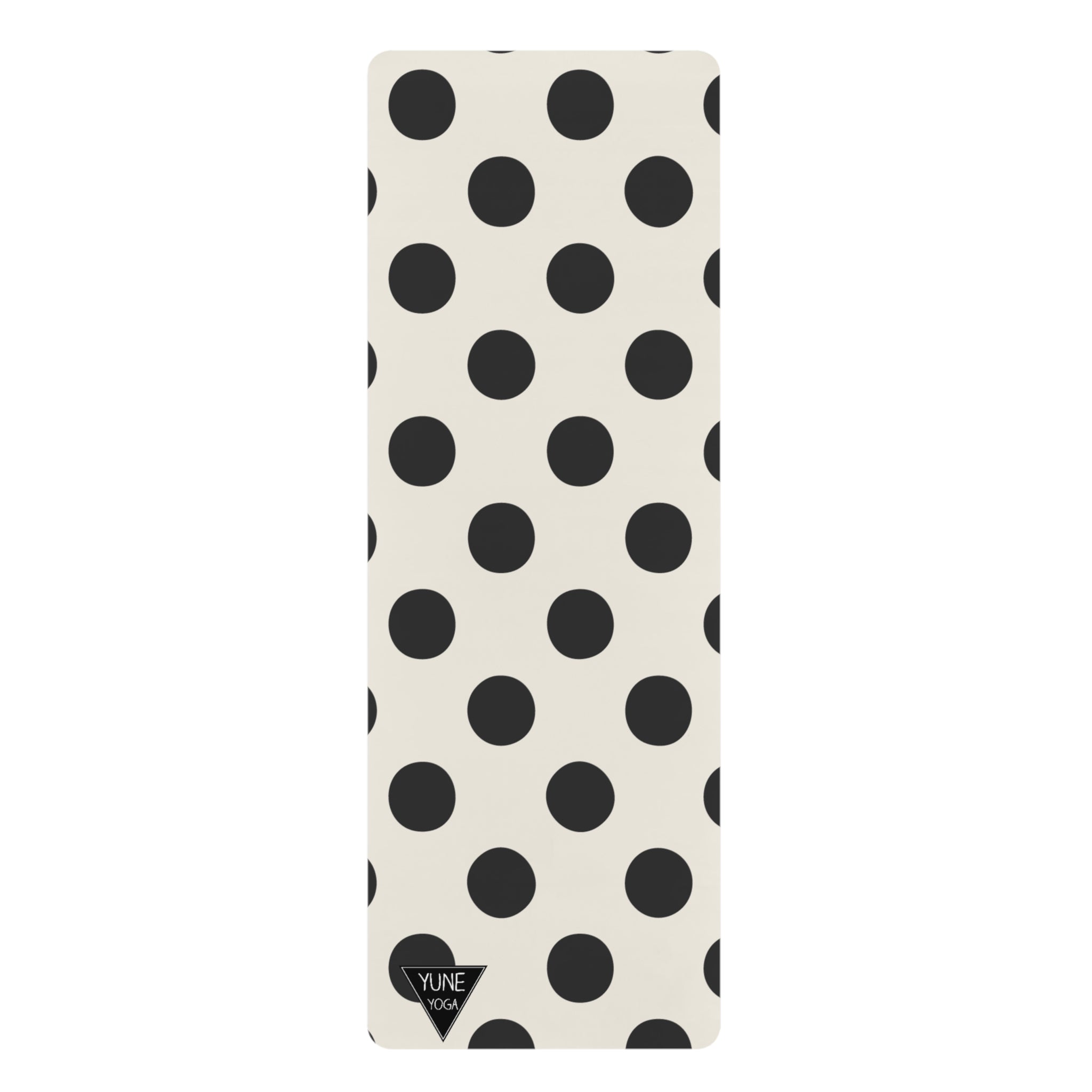 Polka Dot Pattern Black Natural Rubber Yoga Mat