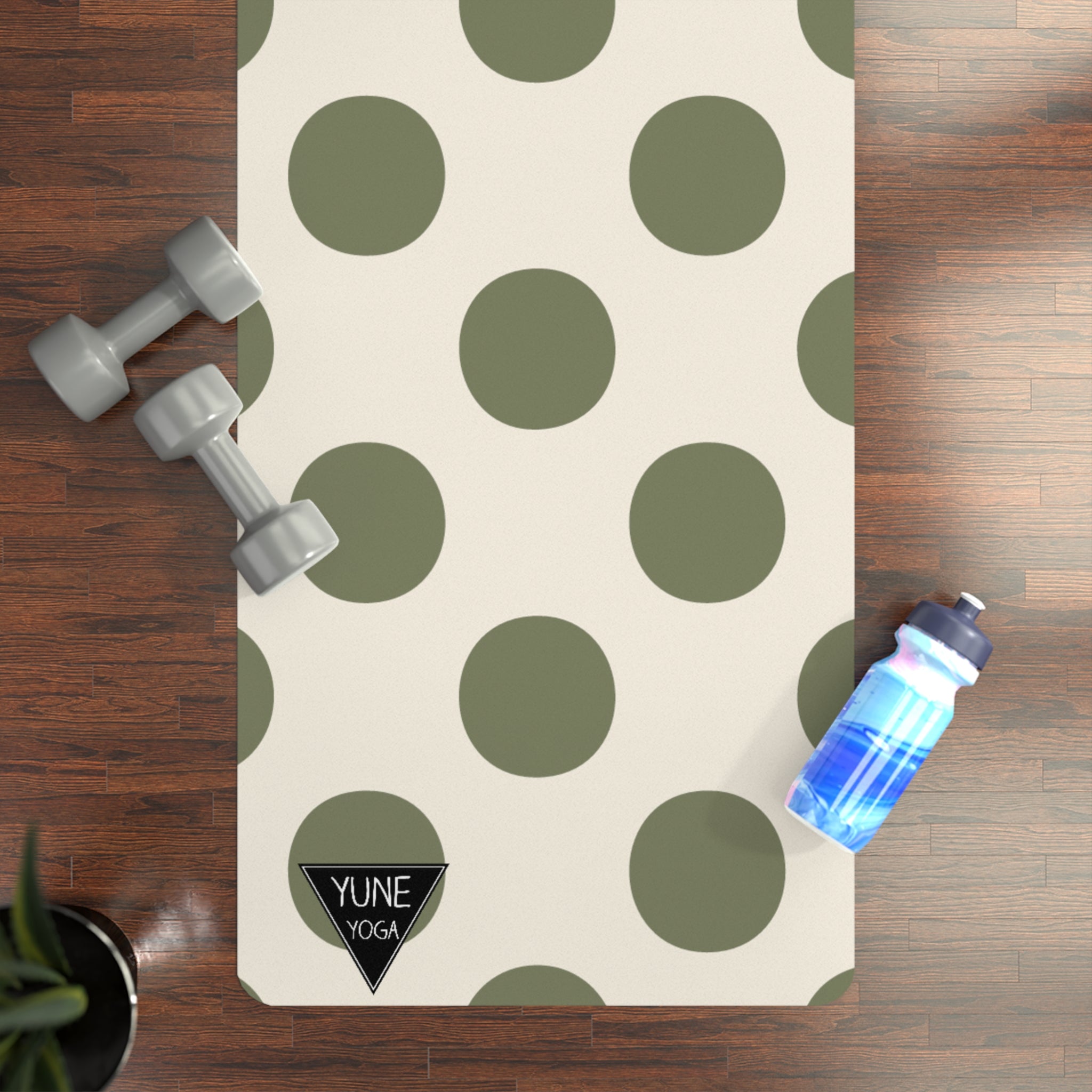 Polka Dot Pattern Green Natural Rubber Yoga Mat