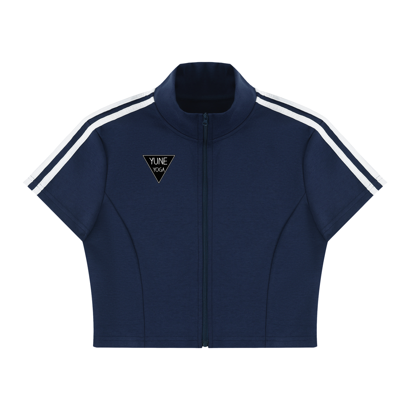 Women's Cropped Full Zip Short Sleeve T-Shirt