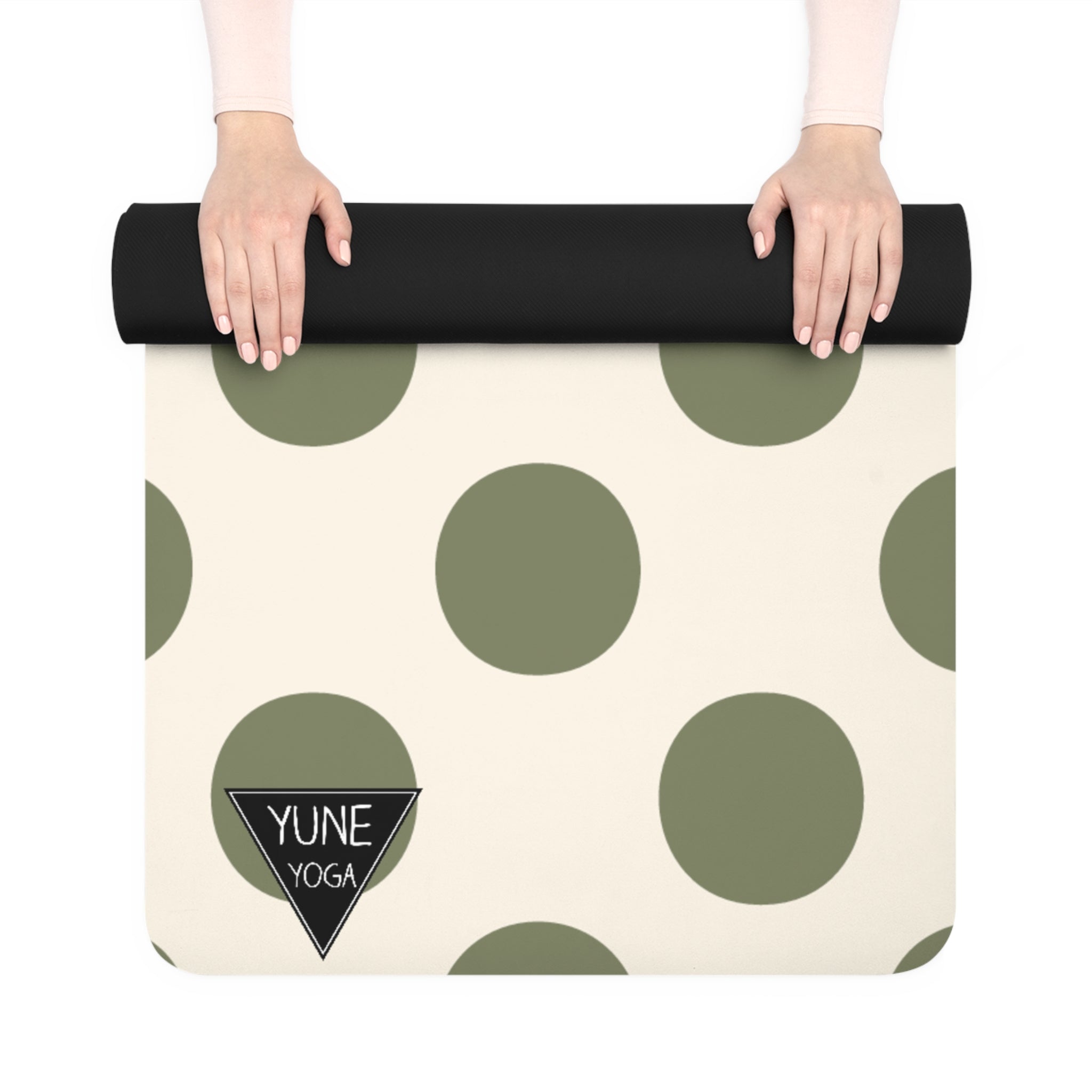 Polka Dot Pattern Green Natural Rubber Yoga Mat