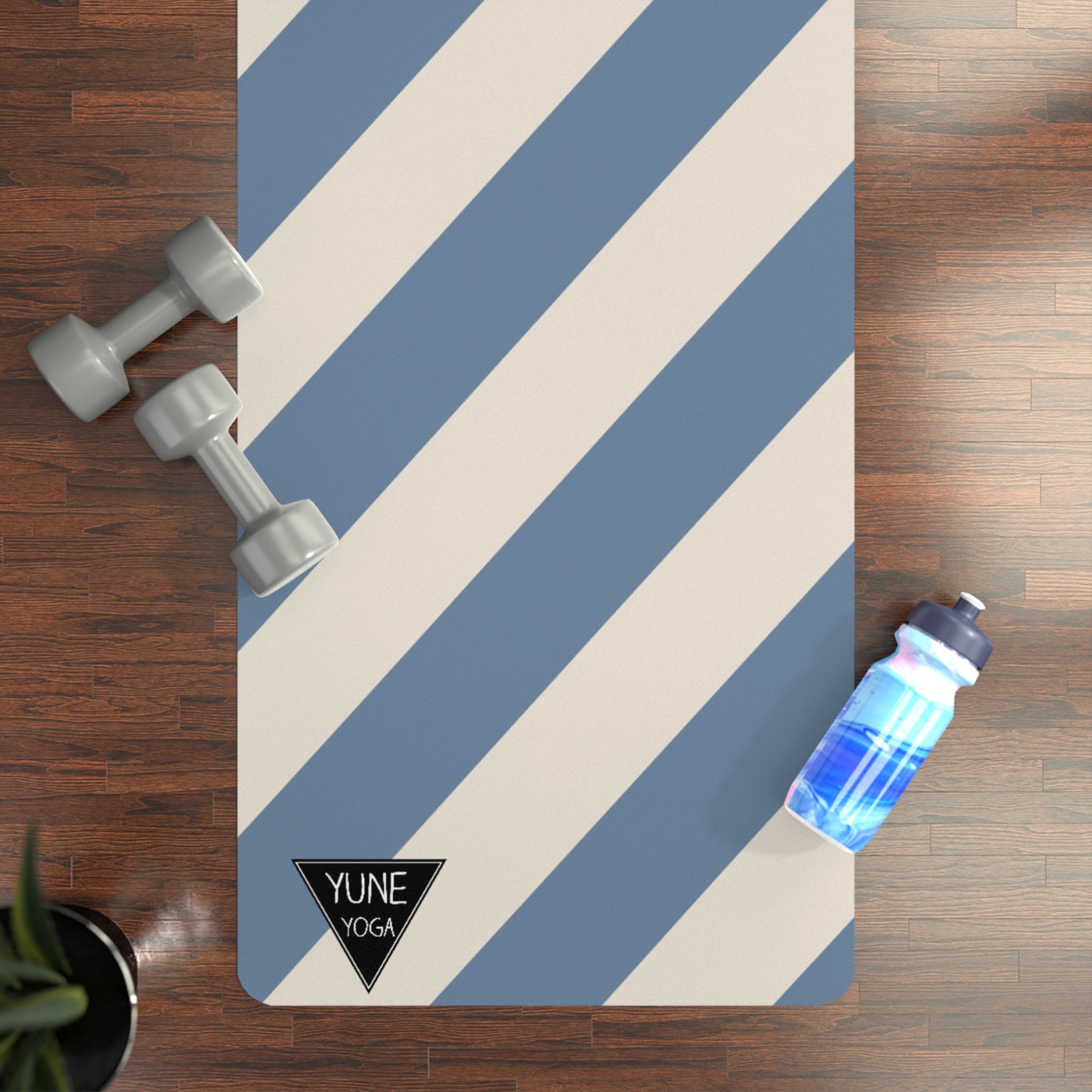 Stripe Pattern Blue Natural Rubber Yoga Mat