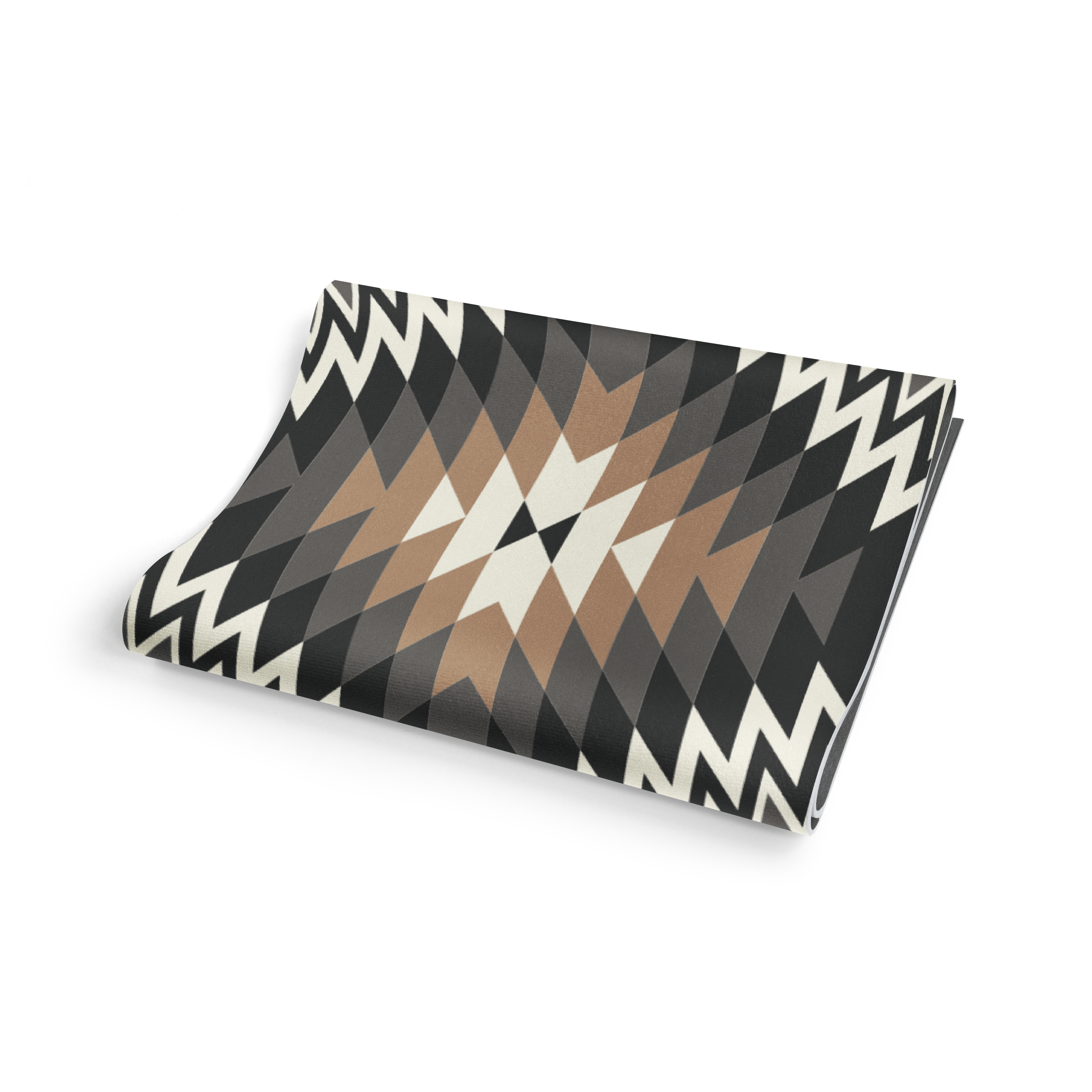 Folded fabric with geometric pattern on a white background