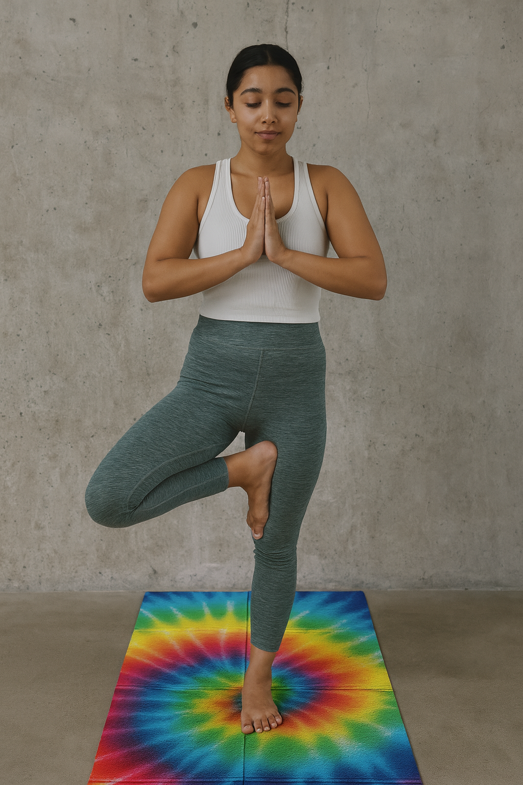 Rainbow Tie Dye Foldable Travel Yoga Mat – 2mm Lightweight Natural Rubber, Non-Slip, Eco-Friendly Mat for On-the-Go Practice | Yune Yoga