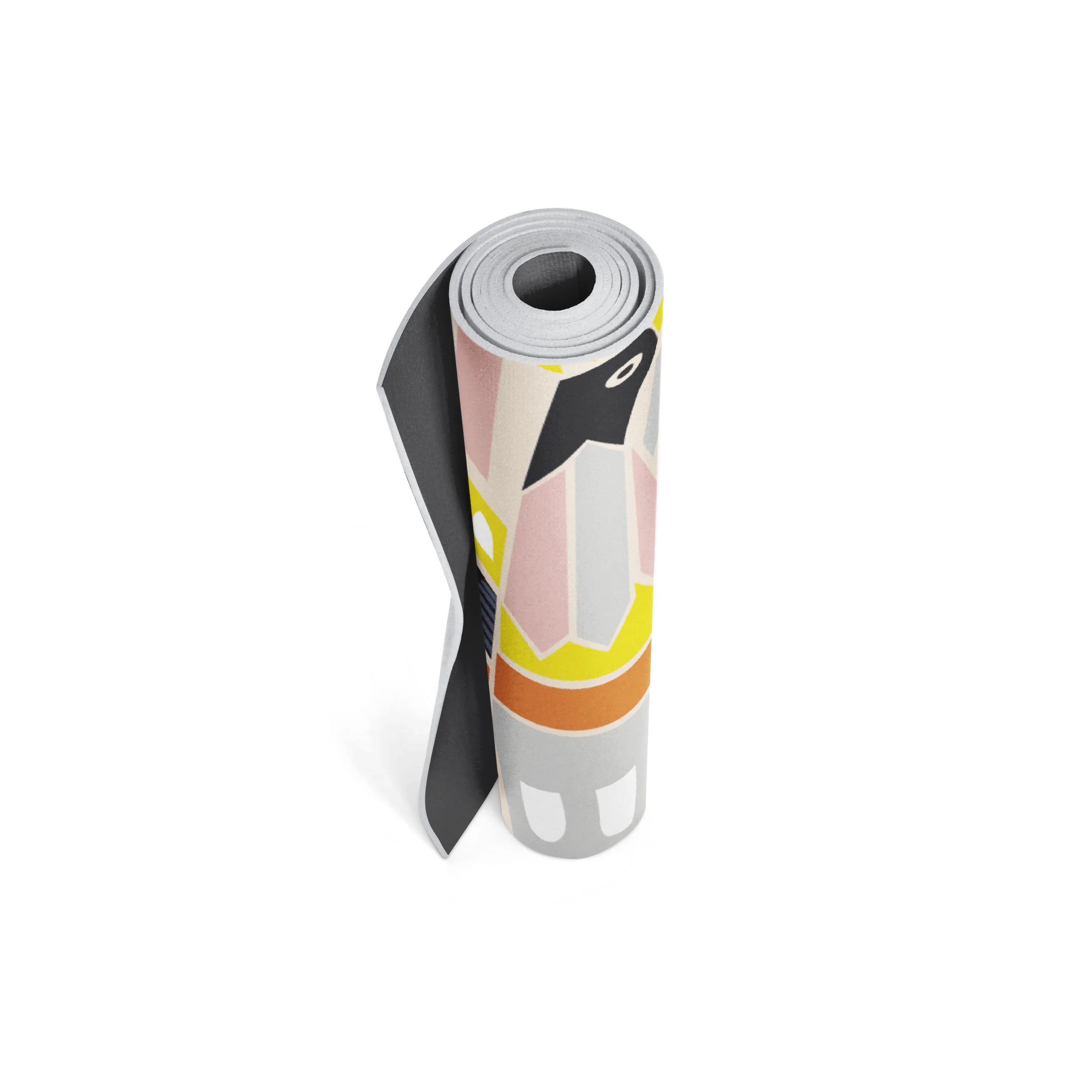 Yoga mat with colorful design on a white background