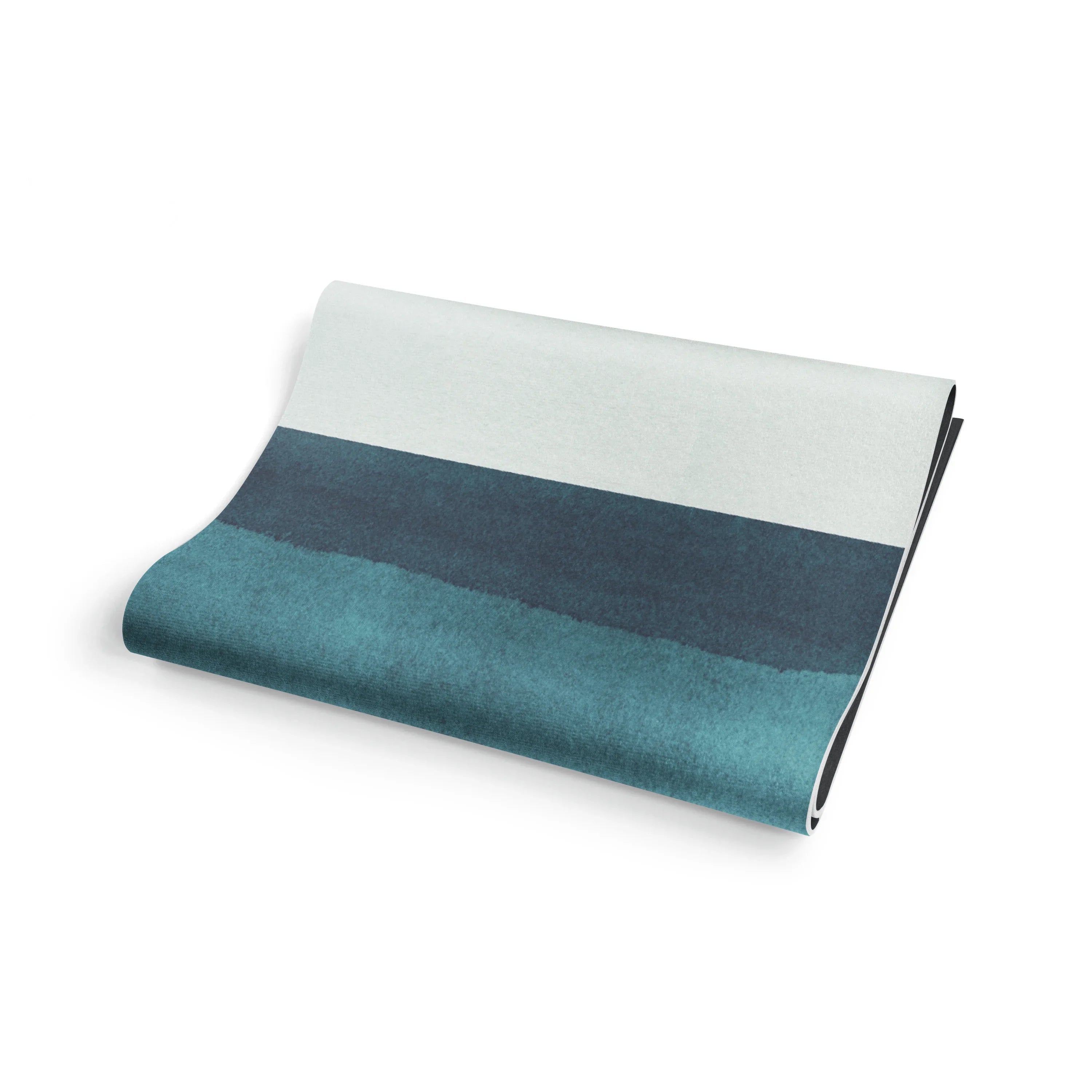 Folded fabric with two color stripes on a white background