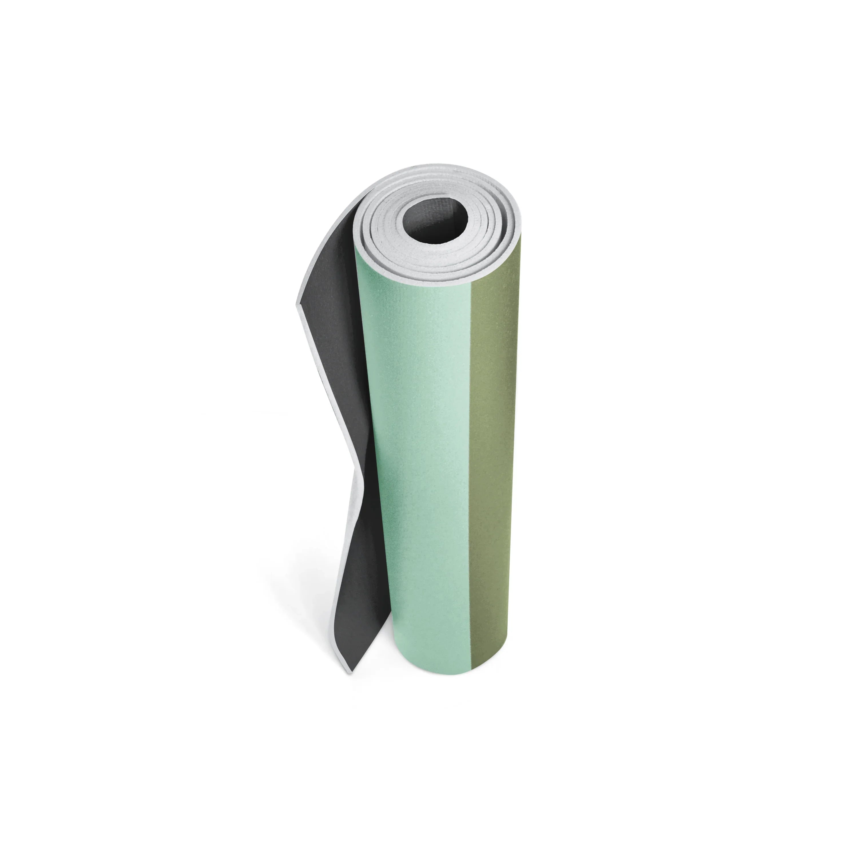 Roll of green and black fabric on a white background