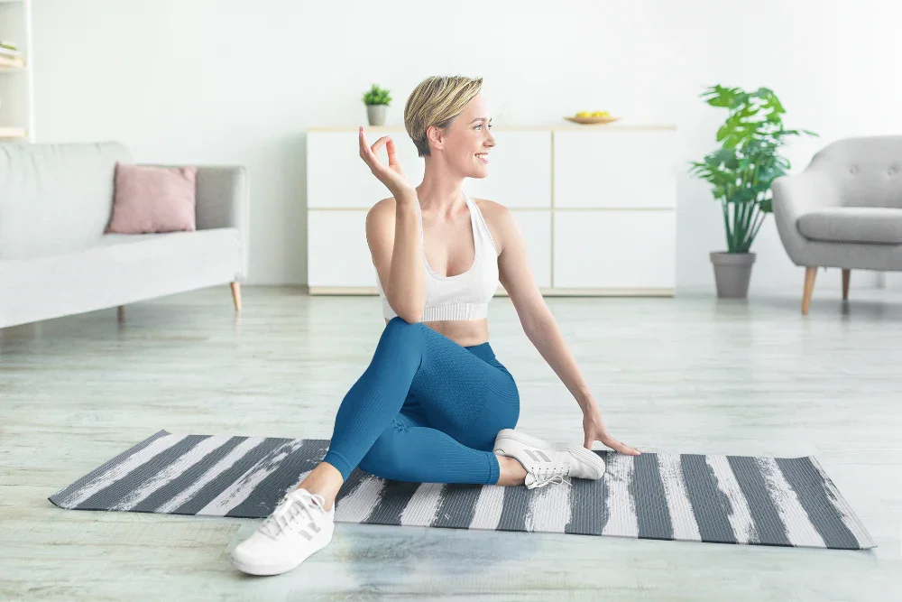 Yoga Mat | 6mm Thick | Blue Striped | Non-Slip | Eco Friendly | Yune Yoga | Fir - Yune Yoga