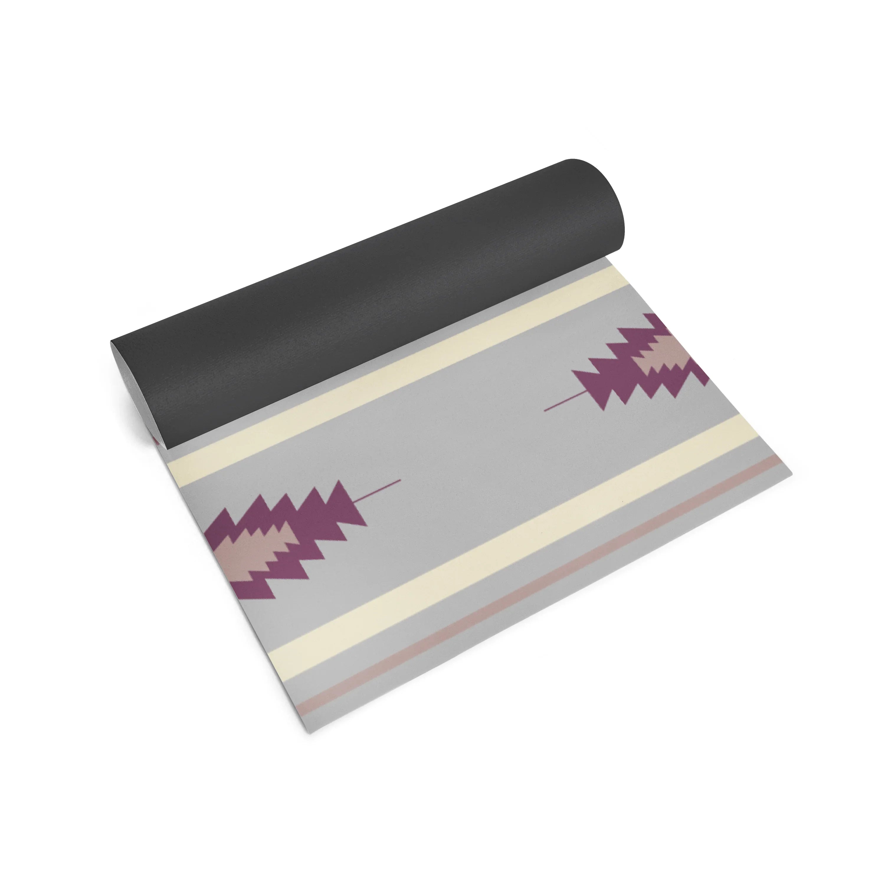 Yoga mat with geometric pattern on a white background