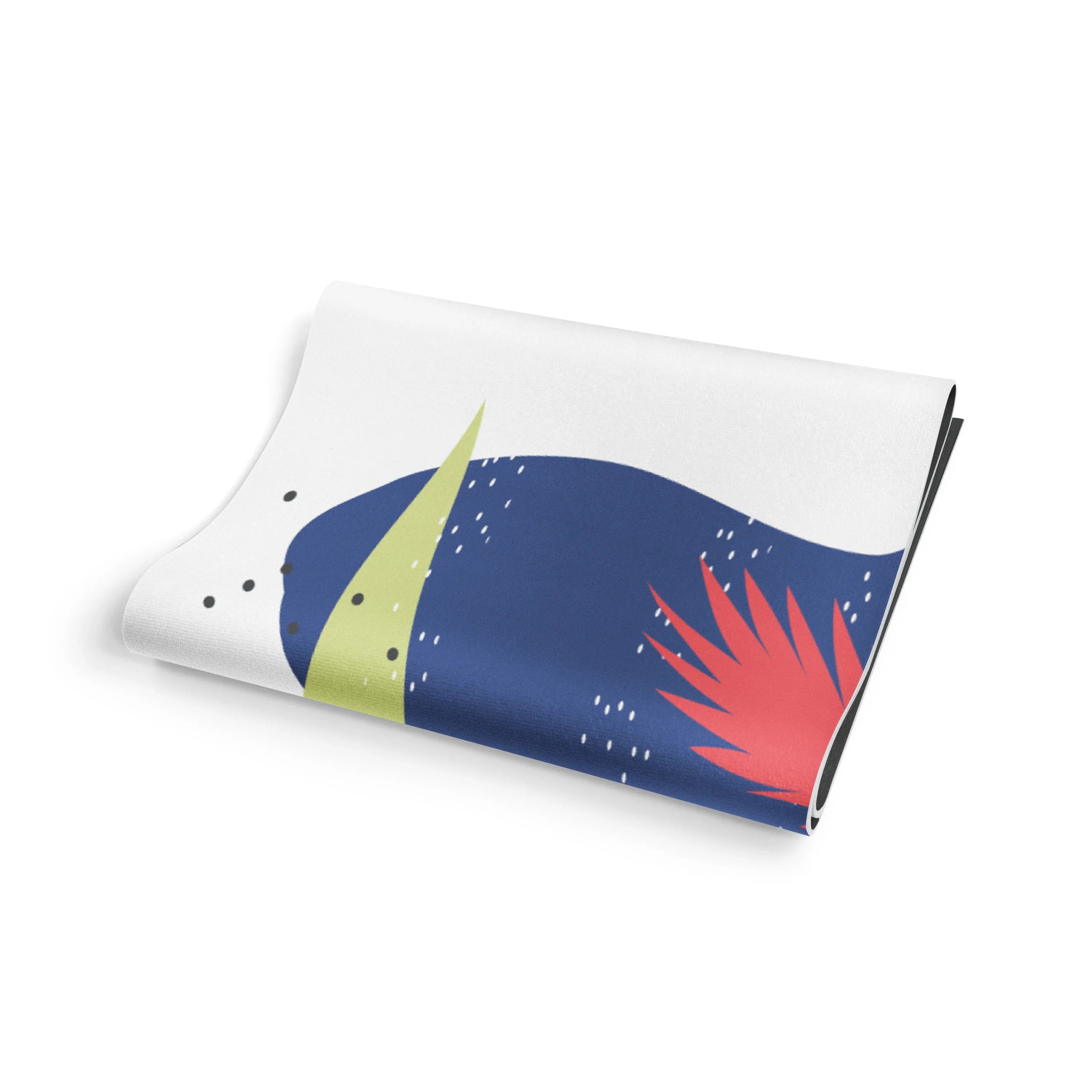 Folded fabric with abstract colorful design on a white background