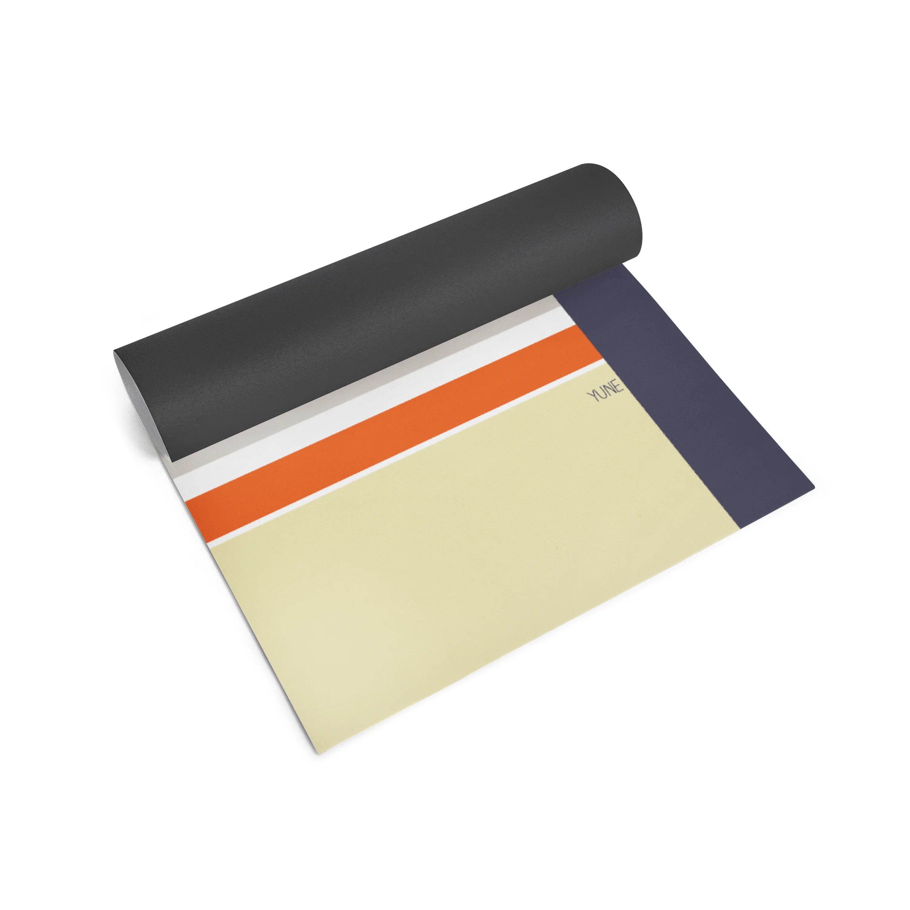Yoga mat with color block design on a white background
