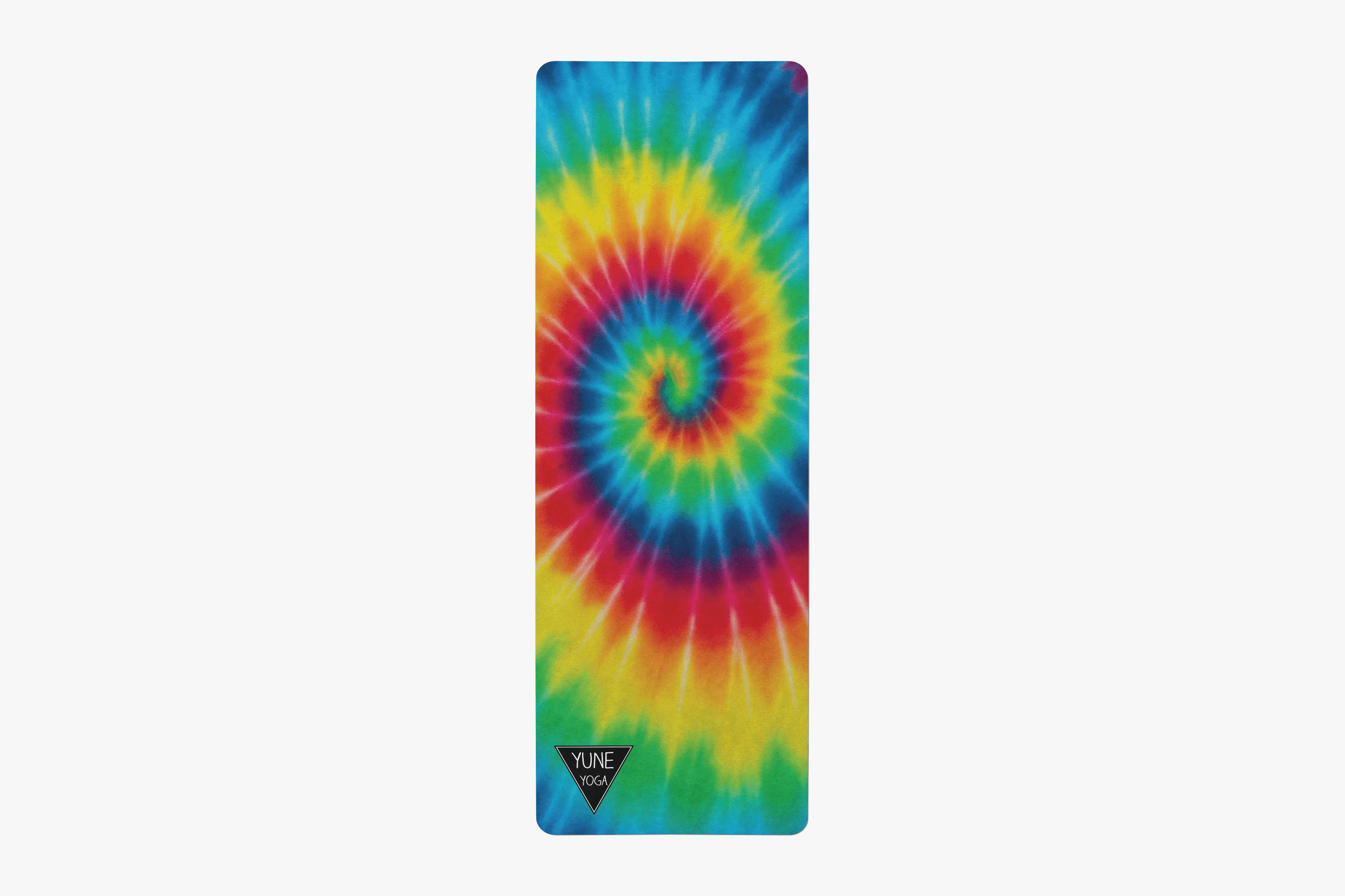 Rainbow Tie Dye Foldable Travel Yoga Mat – 2mm Lightweight Natural Rubber, Non-Slip, Eco-Friendly Mat for On-the-Go Practice | Yune Yoga