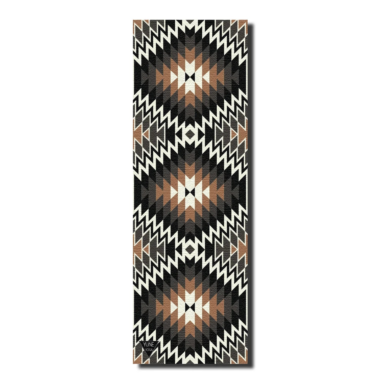 Yoga mat with a geometric pattern on a white background