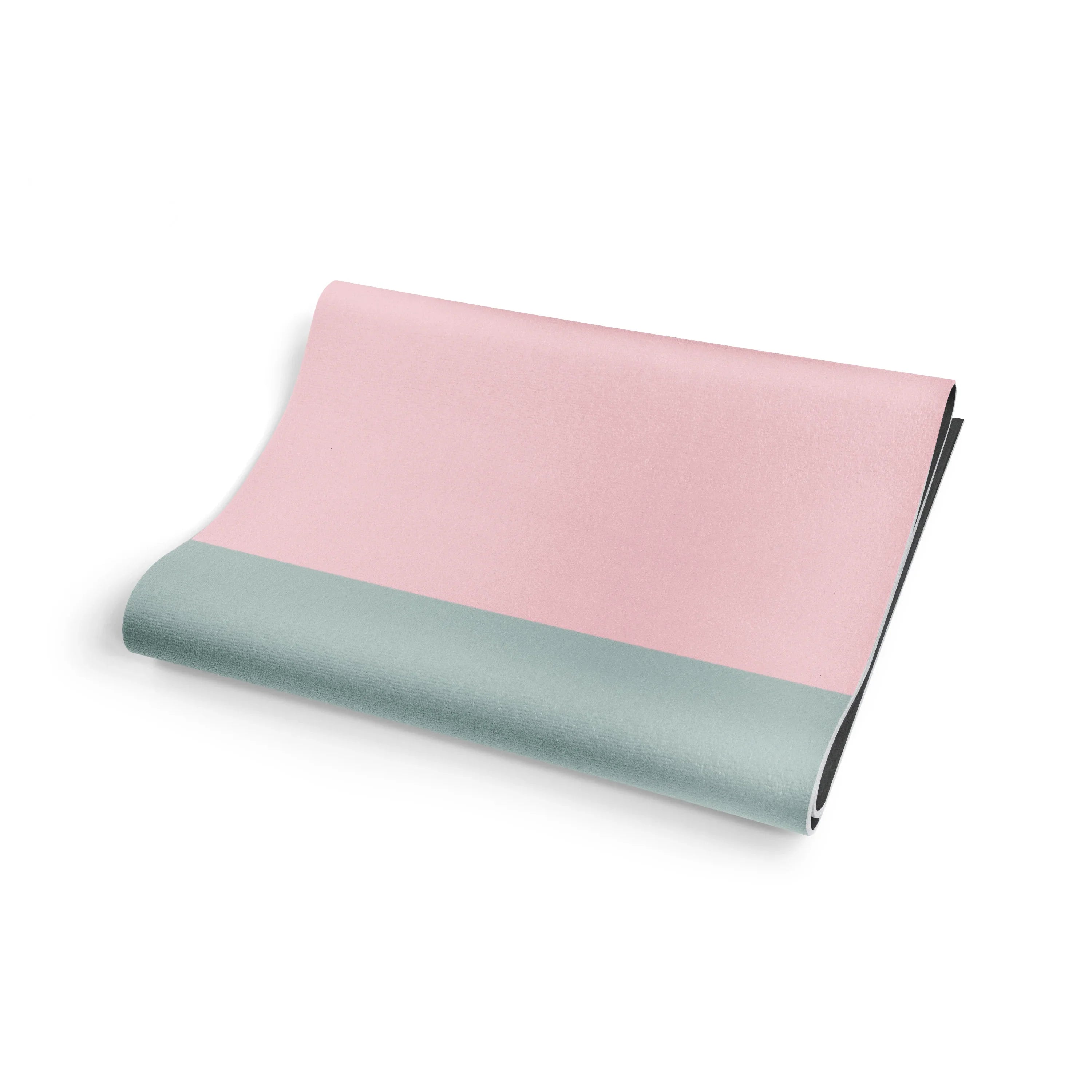 Folded pink and gray fabric on a white background