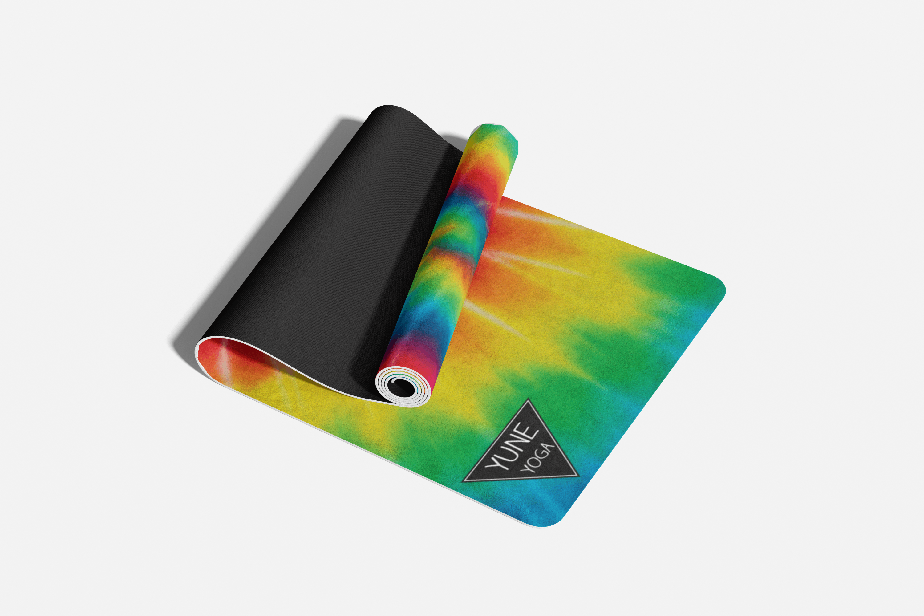 Rainbow Tie Dye Foldable Travel Yoga Mat – 2mm Lightweight Natural Rubber, Non-Slip, Eco-Friendly Mat for On-the-Go Practice | Yune Yoga
