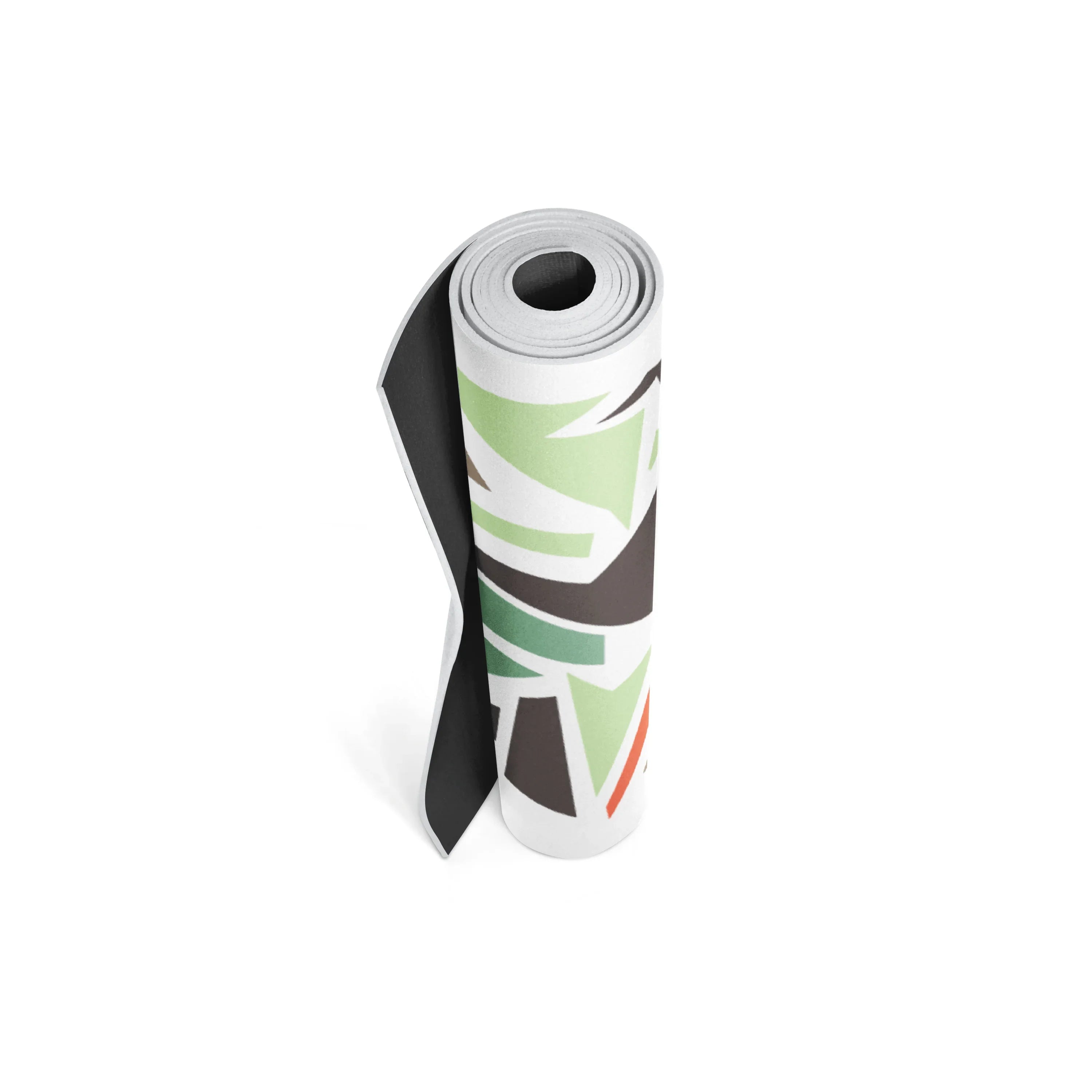 Roll of paper with a green and black design on a white background