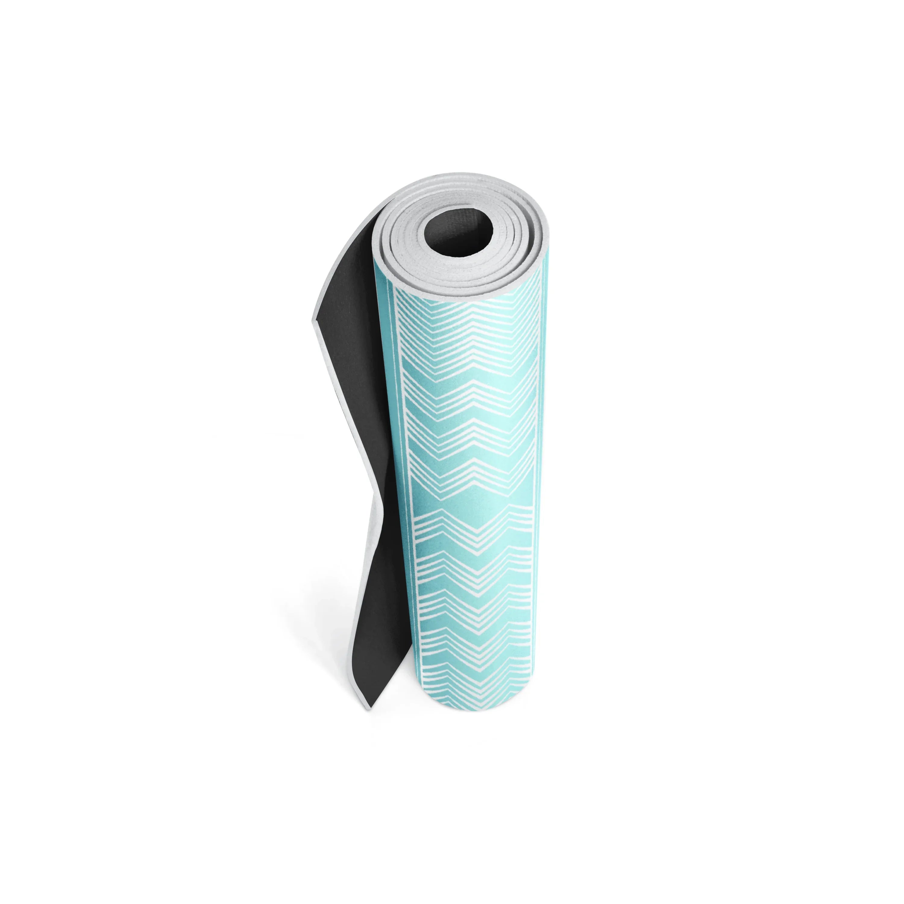 Yoga mat with a black and white pattern on a white background