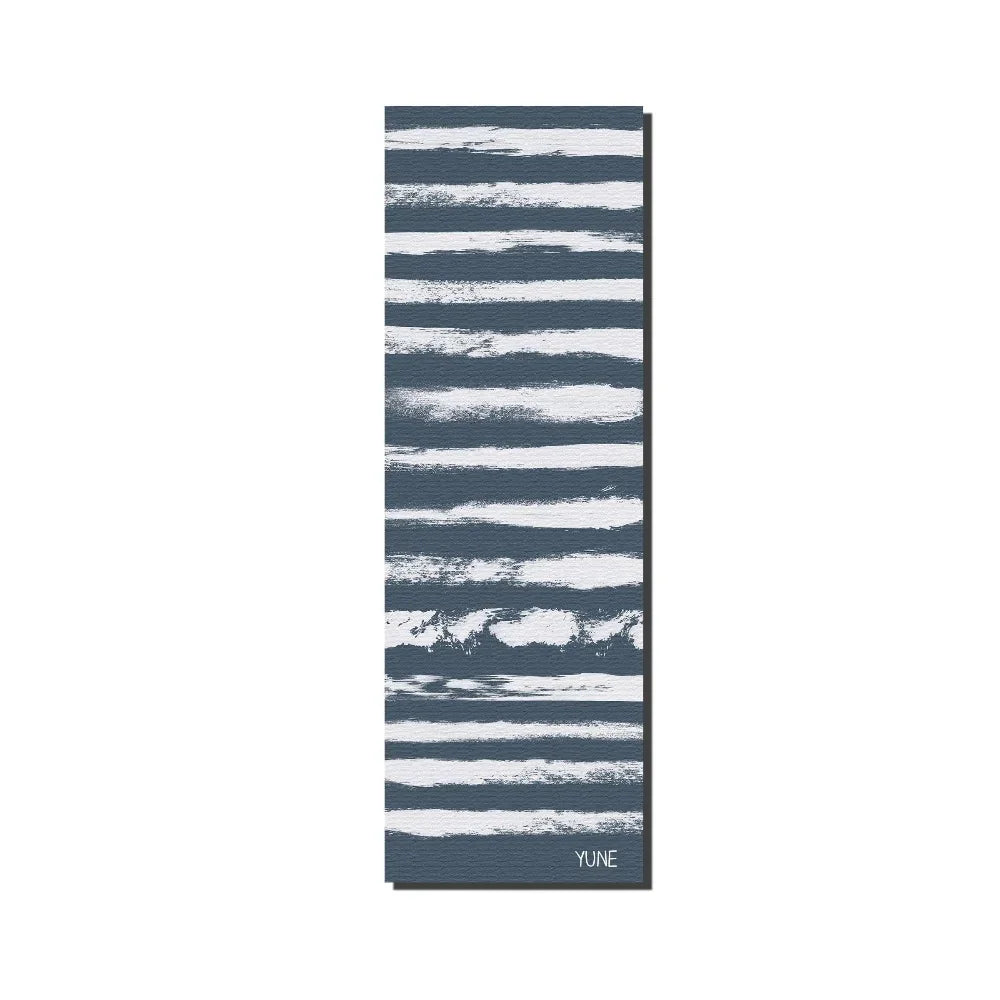 Yoga Mat | 6mm Thick | Blue Striped | Non-Slip | Eco Friendly | Yune Yoga | Fir - Yune Yoga