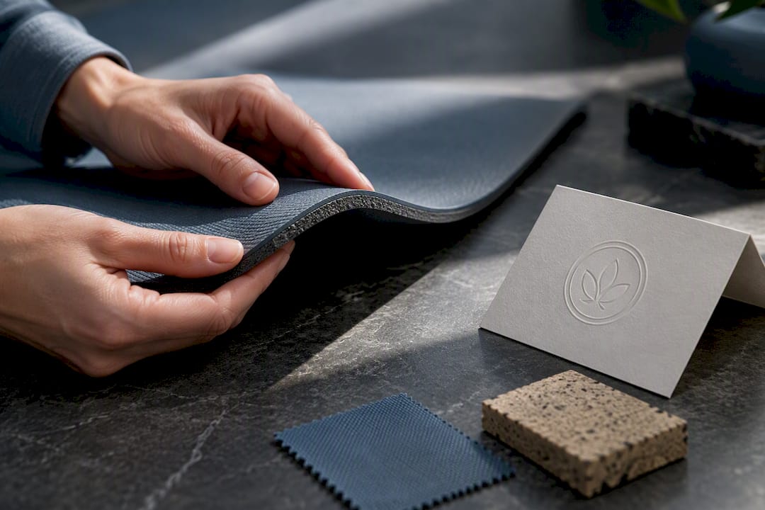 Inspecting a yoga mat certification seal