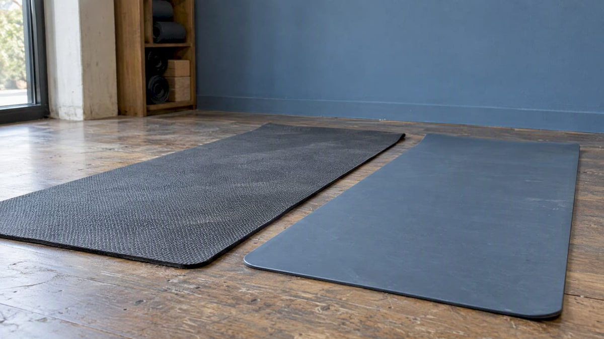 Two yoga mats with contrasting surface textures