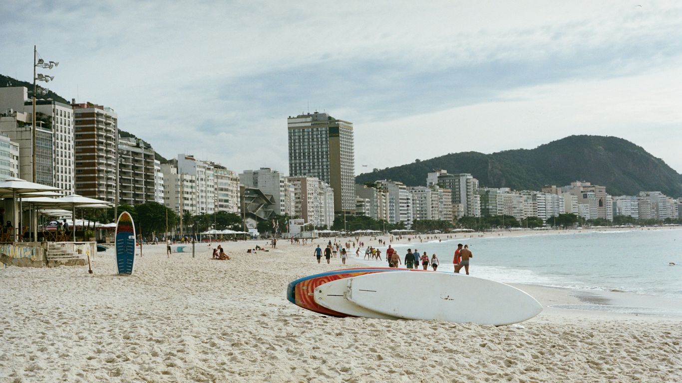 a surfboard on the beach