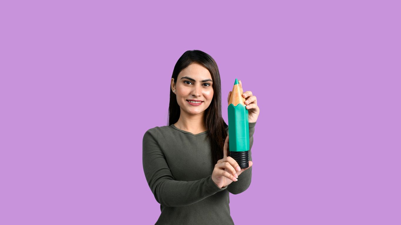 a woman holding a banana