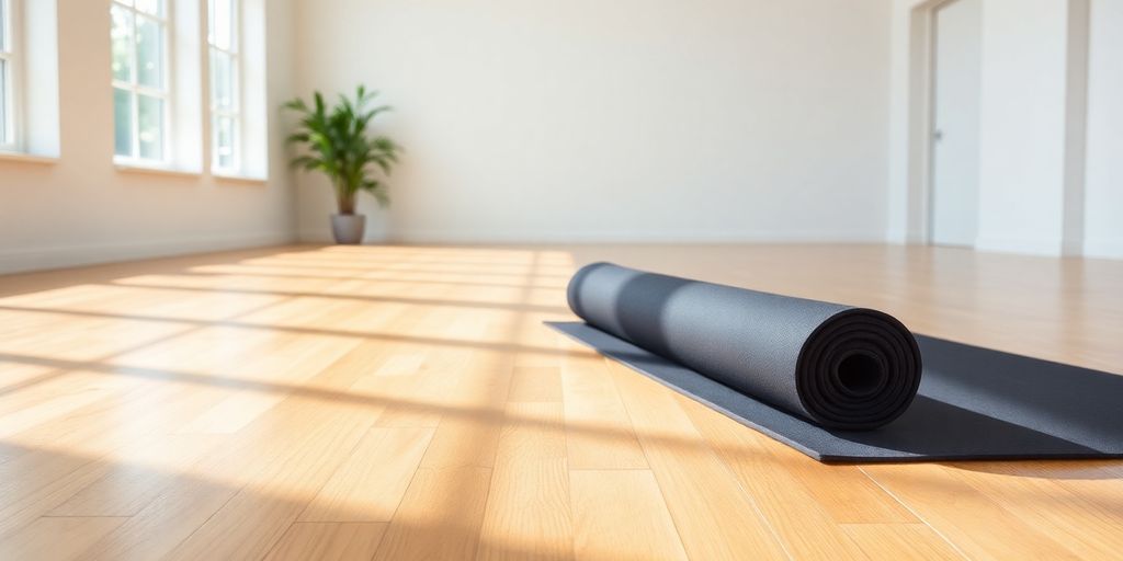 Lululemon Pilates mat in a bright, clean workout space.