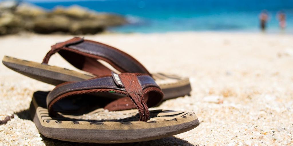 yoga mat flip flops in a serene outdoor setting