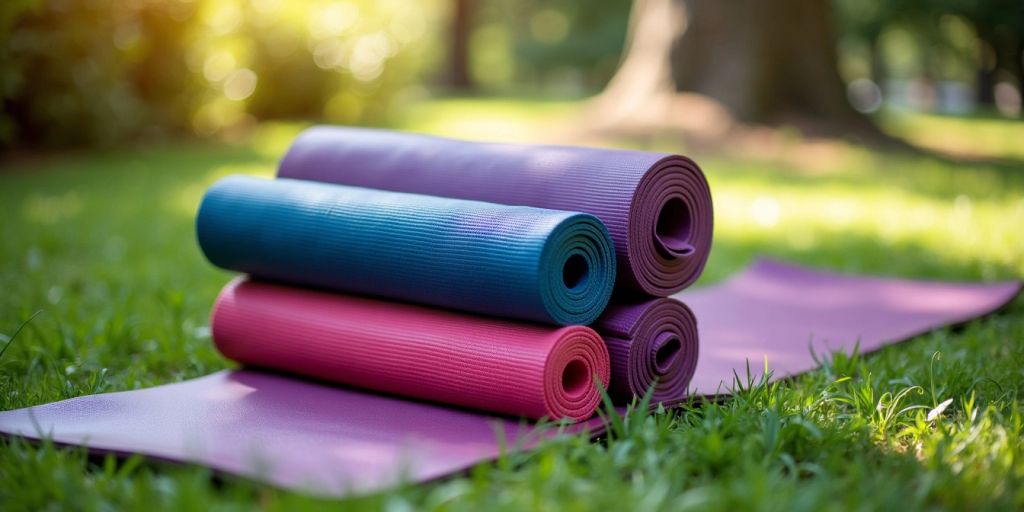 Foldable yoga mat in a natural outdoor setting.