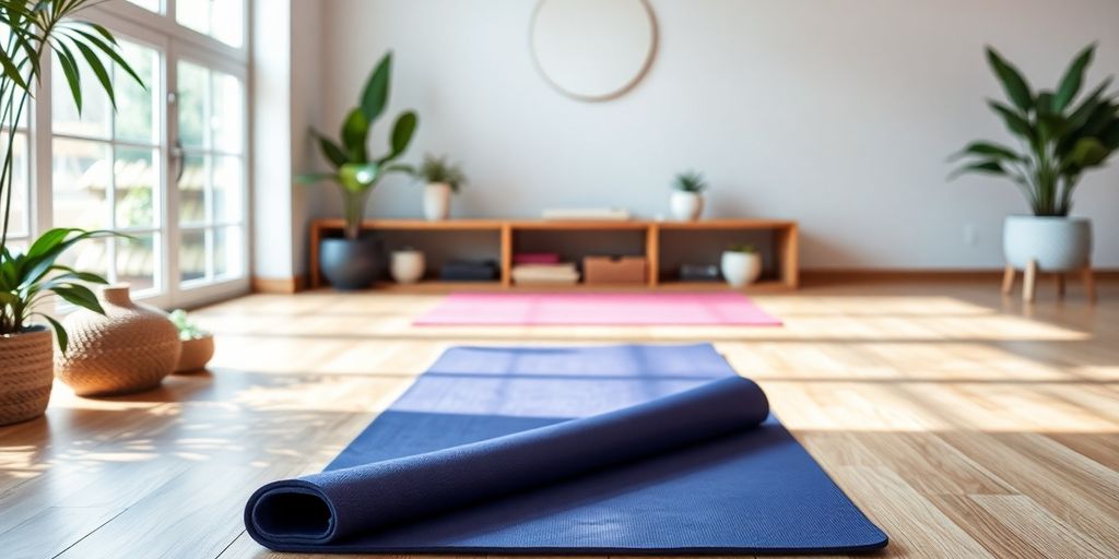 Yune Yoga Mat in a peaceful yoga studio environment.