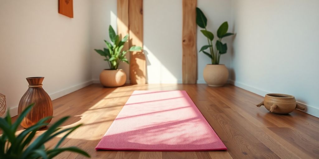 Eco-friendly yoga mat in a tranquil natural setting.