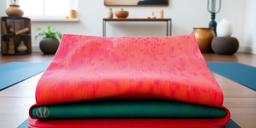 Lululemon yoga mat in a tranquil studio environment.