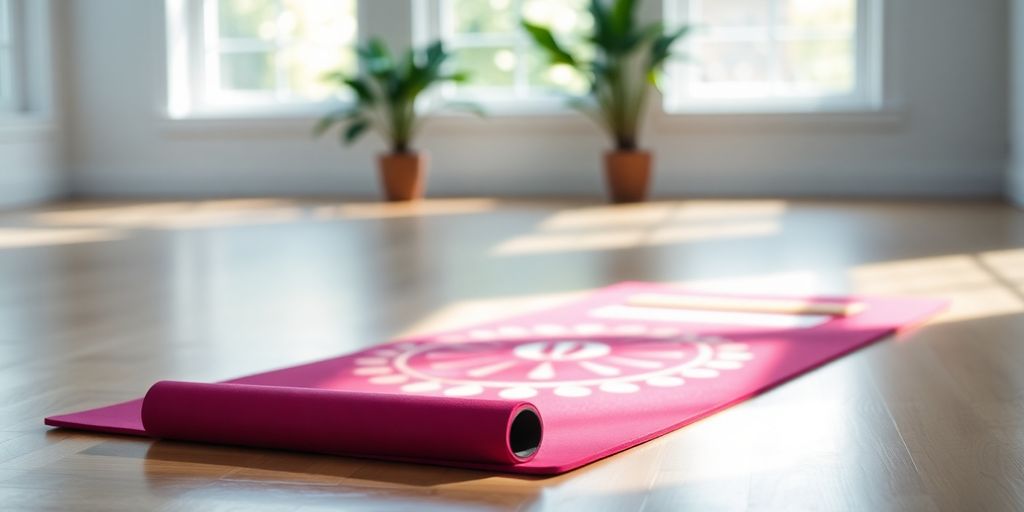 Lululemon yoga mat in a tranquil studio setting.