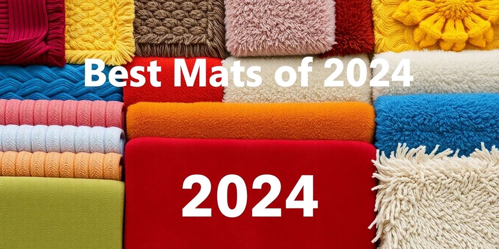 Colorful mats in diverse styles and textures.