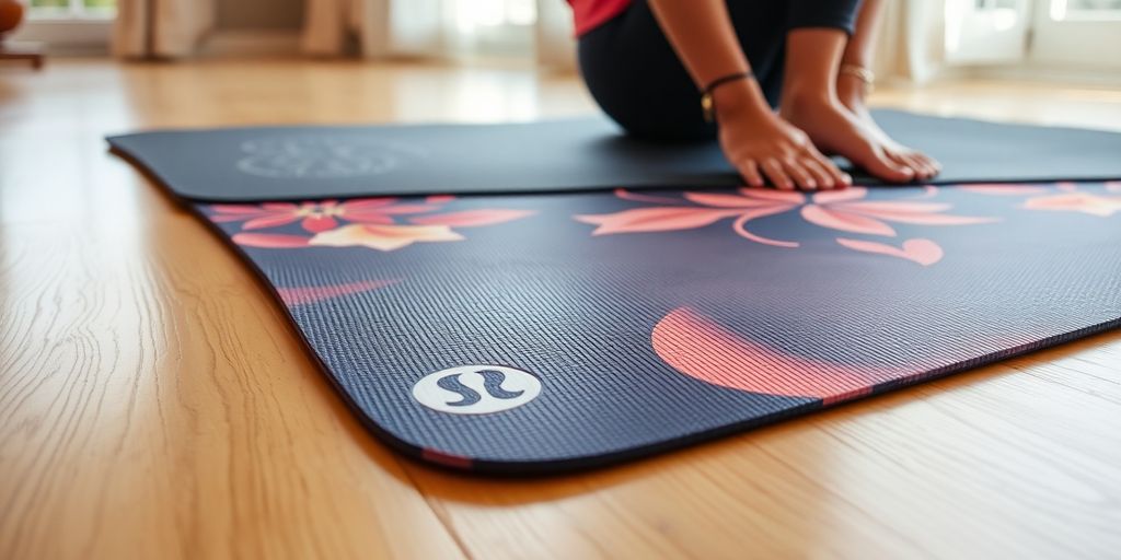 Lululemon yoga mat with a person practicing yoga.