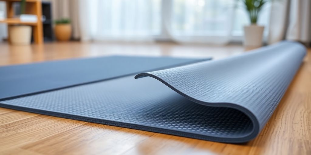 Close-up of a textured anti-slip yoga mat.