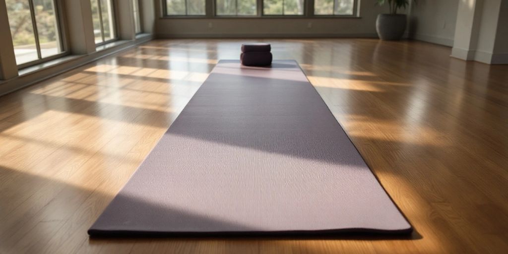 Extra long Lululemon yoga mat in a serene studio.