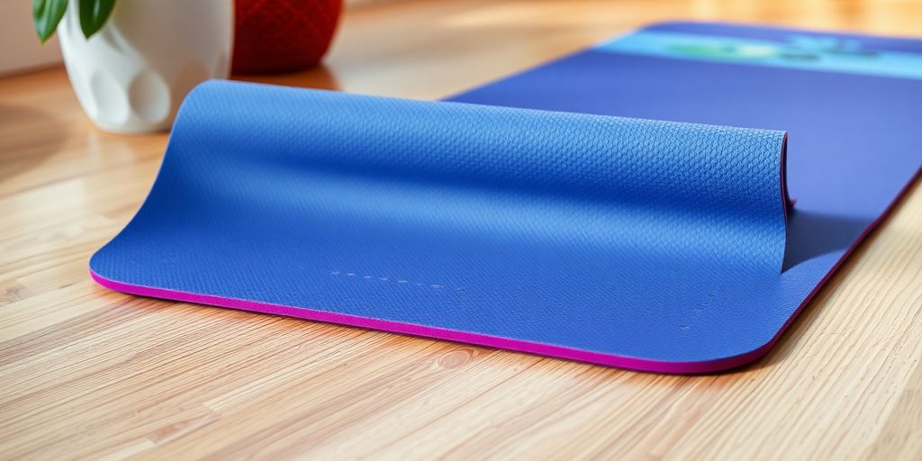 Close-up of a breathable yoga mat with holes.