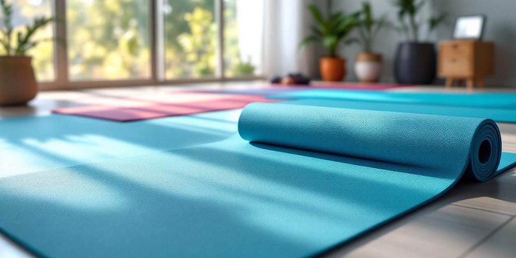 PRO Yoga Mat in a peaceful yoga studio setting.